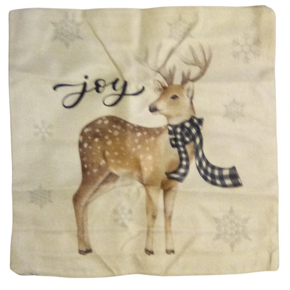Christmas Pillow Covers Set of 4 Joy Snowman Wreath Tree Farmhouse Decor
